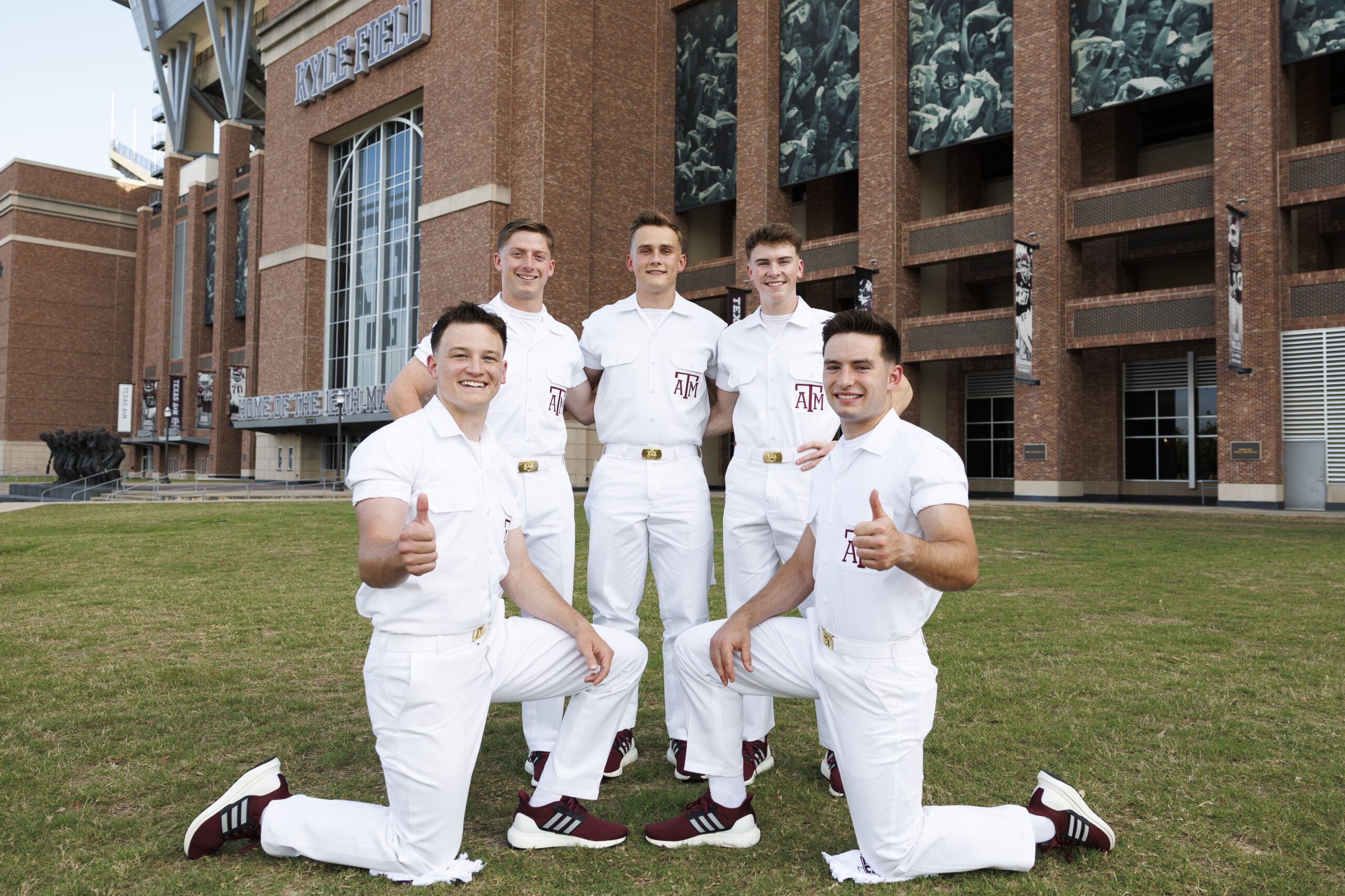 25-26 Yell Leaders posing in front of Kyle Field
